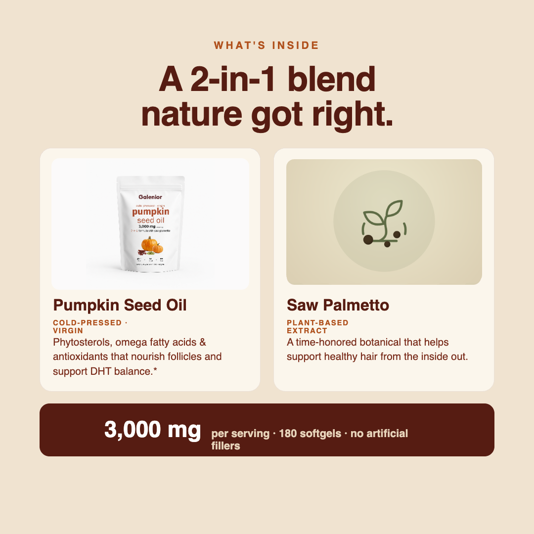 What's inside: pumpkin seed oil and saw palmetto