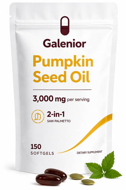 Pumpkin Seed Oil 3000mg + Saw Palmetto — DHT Blocker for Hair Loss | 150 Softgels (5-Month Supply)