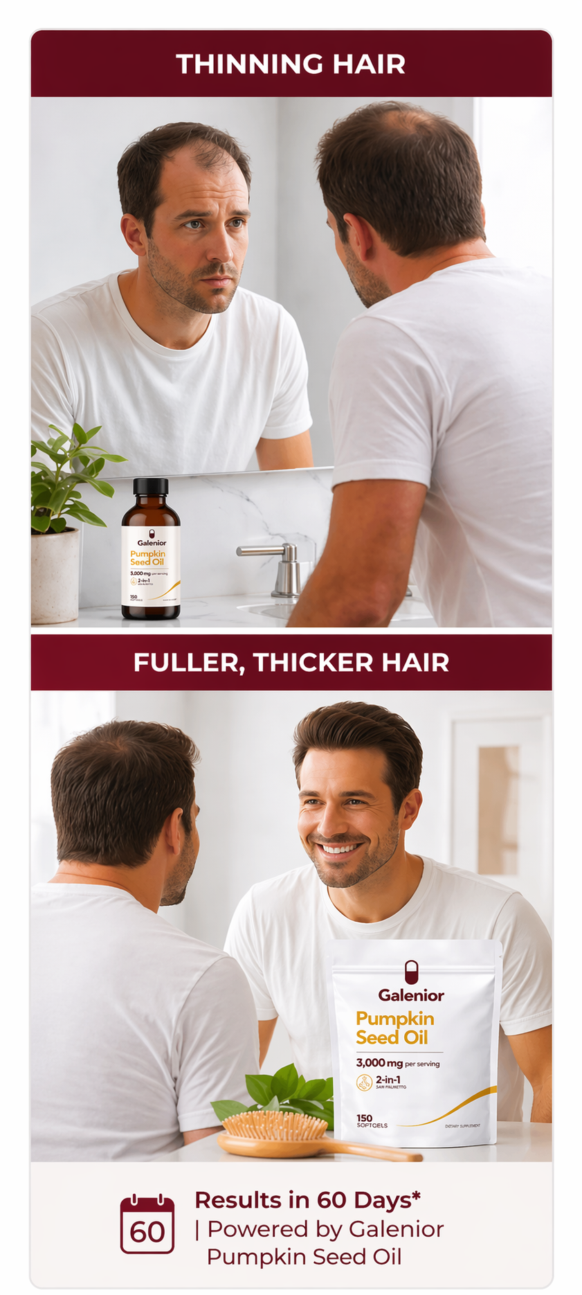 Pumpkin Seed Oil 3000mg + Saw Palmetto — DHT Blocker for Hair Loss | 150 Softgels (5-Month Supply)