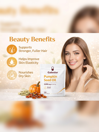 Pumpkin Seed Oil 3000mg + Saw Palmetto — DHT Blocker for Hair Loss | 150 Softgels (5-Month Supply)