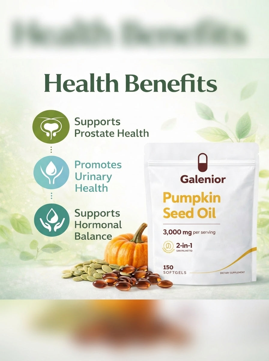 Pumpkin Seed Oil 3000mg + Saw Palmetto — DHT Blocker for Hair Loss | 150 Softgels (5-Month Supply)