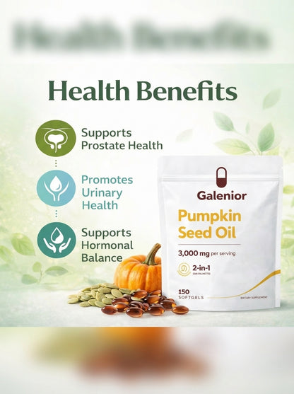 Pumpkin Seed Oil 3000mg + Saw Palmetto — DHT Blocker for Hair Loss | 150 Softgels (5-Month Supply)