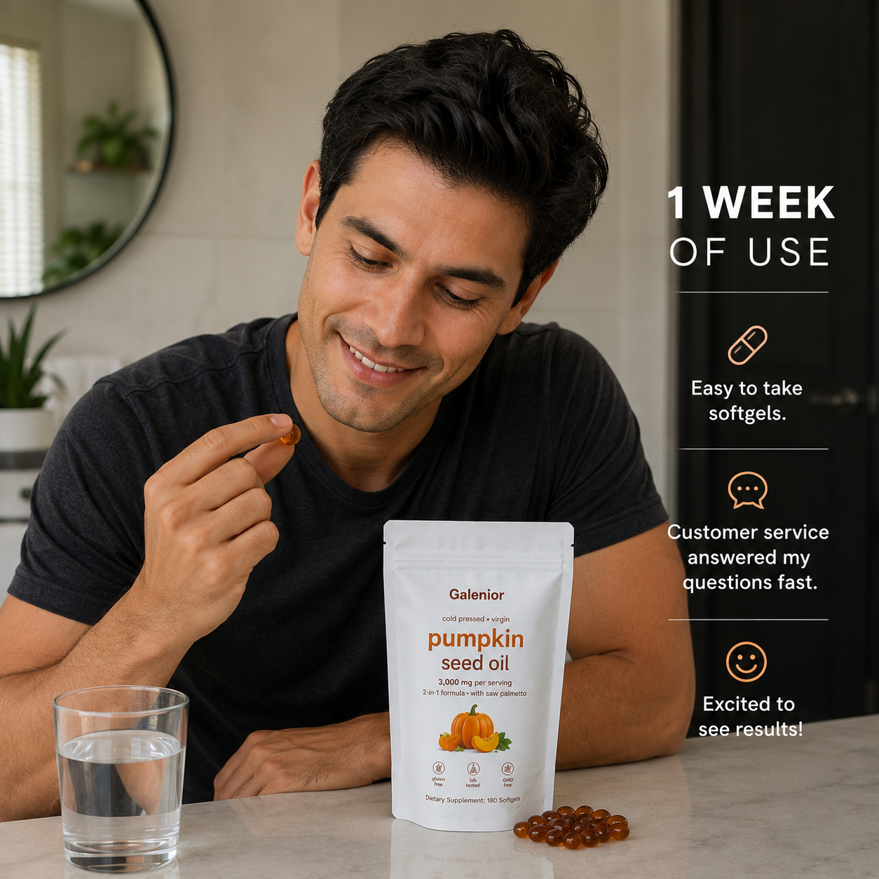 Marcus T. after 1 week of using Galenior pumpkin seed oil